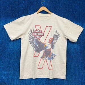 Harley Davidson Motorcycle x Machine Gun Kelly “Lost Americana”Beige Graphic T-S